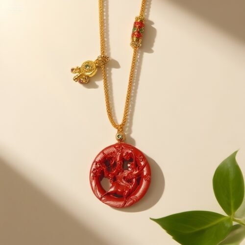 H38:A deer flower blooms cinnabar card