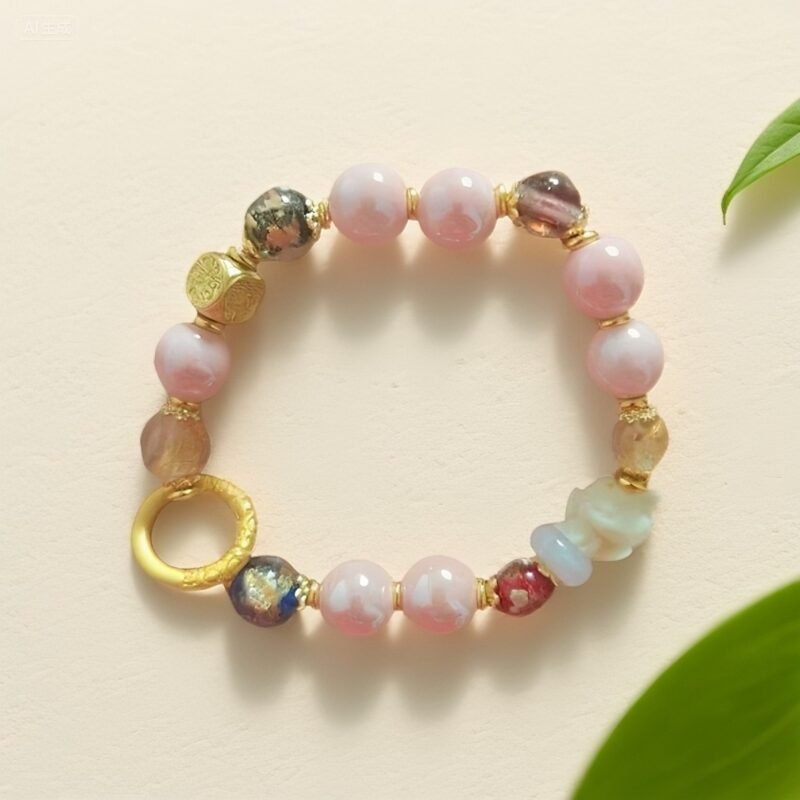 H50:Bracelet: Powder porcelain emerald fox fragrant gray bracelet