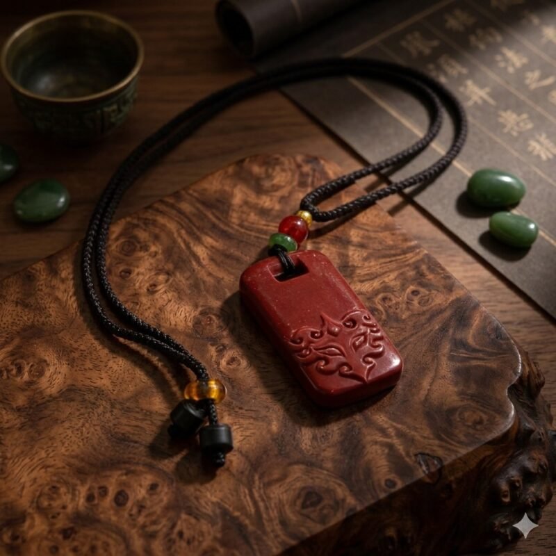H112 Pendant Necklace: Cinnabar Auspicious Beast
