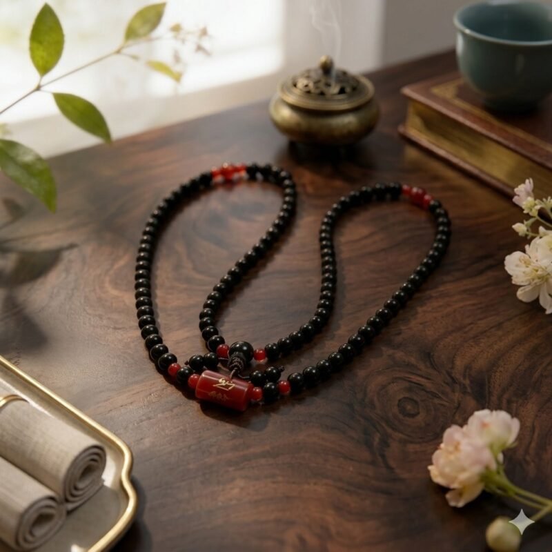 H64 Crimson & Ebony Double Loop Necklace (Random Style)